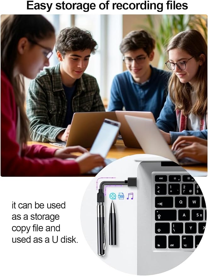 Upgraded Voice Recorder Pen with 2X Battery Life Built-in 64GB Chip Storage 7200Hrs Voice Activated Audio Recorder, AI Noise Reduction, MP3 Player Type-C USB Flash Drive for Lectures, Meetings