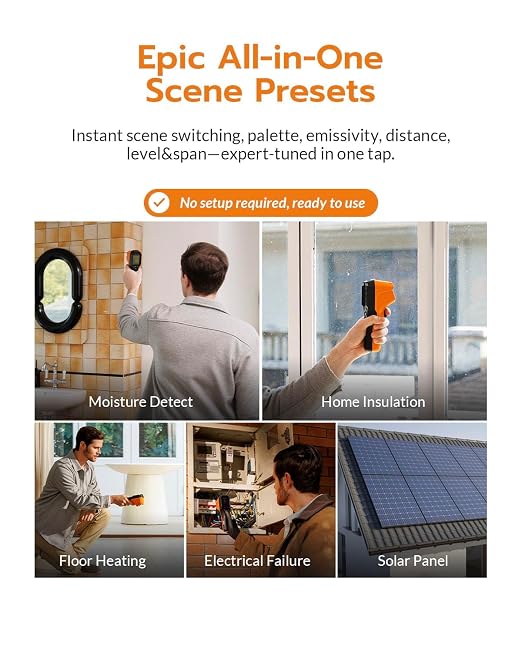 GT16S Thermal Imaging Camera with AI Scene Detection & Thermometer Mode, 240×240 UIRA IR Resolution, -4°F~1202°F, 25Hz,11H Battery,<50mK NETD Infrared Camera for HVAC Building Home Inspection