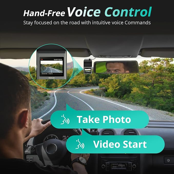 BOTSLAB 4K Dual Dash Cam Front and Rear [2026 Upgraded], STARVIS 2 Sensor, 64GB Card Included, Voice Control, 5GHz WiFi Dashcam Front and Rear Camera, Built in GPS, WDR Night Vision, 24H Parking Mode