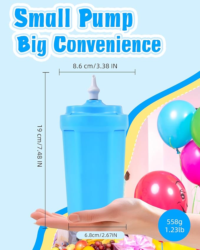 Portable Balloon Pump Electric, Rechargeable Cordless Balloon Pump Inflator for All Balloons, Latex 260q Foil Mylar Balloon Inflation, Quick-Fill Inflator& Deflator for Inflatables,Blue