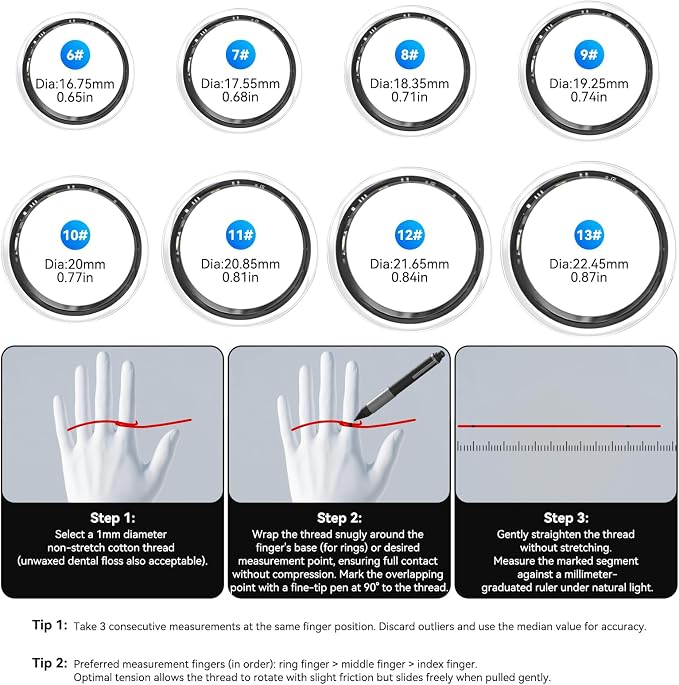 Smart Fitness and Activity Ring for Men and Women - Track Heart Rate Stress Sleep Steps and Blood Oxygen, 10ATM Waterproof Fitness Tracker for iPhone and Android, No Subscription Fee, Size 12