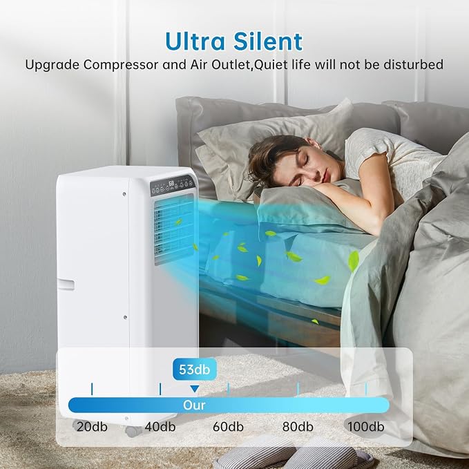 GarveeHome Portable Air Conditioners 8000 BTU, Energy Saving Air Conditioner with 3 Modes, Remote Control, and Quiet Operation, Perfect for Small Rooms, Apartments, and Dorms, Black