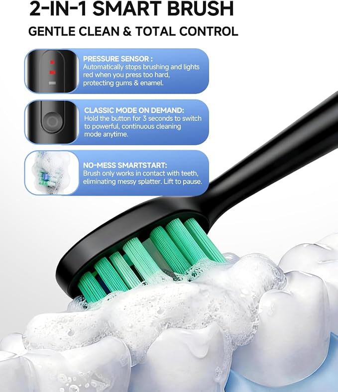 Electric Toothbrush for Adults with UV Cleaning, Drying Holder, Pressure Sensor, Smart Timer, Adult Electric Toothbrush Rechargeable Battery, 8 Replacement Brush Heads