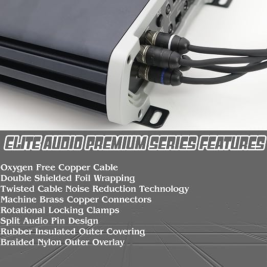 Elite Audio Premium Series 20ft. 6-Channel Car Audio RCA Cable – Double Shielded, Oxygen Free Copper, Noise Reducing Audio Cable for Amplifiers, Subwoofers, Speakers, and Processors – PRM620