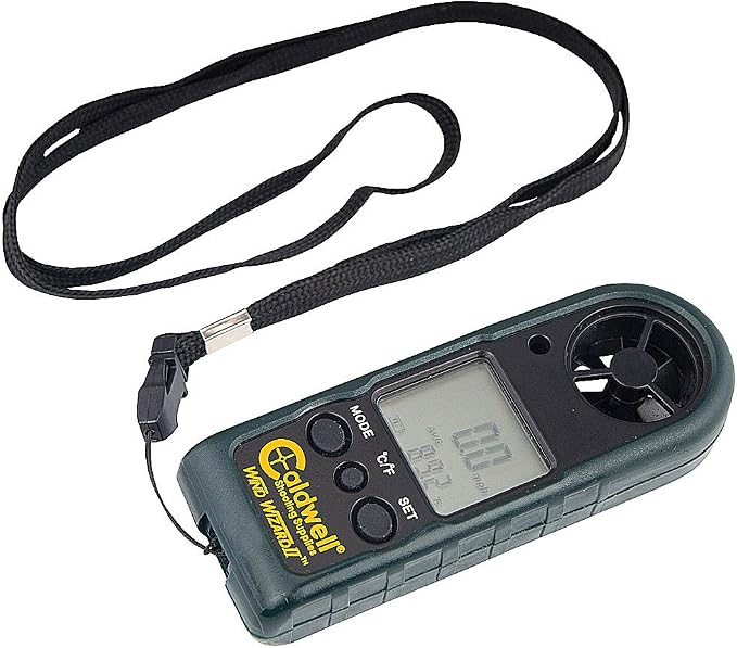 Caldwell Wind Wizard II Wind Meter with Multiple Wind Readings, LCD Backlight and Lanyard for Long Range, Shooting and Hunting