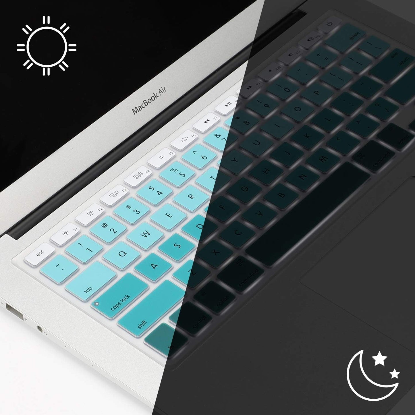 Allinside Green Ombre Keyboard Cover Skin for MacBook Pro 13" 15" 17" (2015 or Older Version), MacBook Air 13" A1369/A1466, Older iMac Wireless Keyboard MC184LL/B