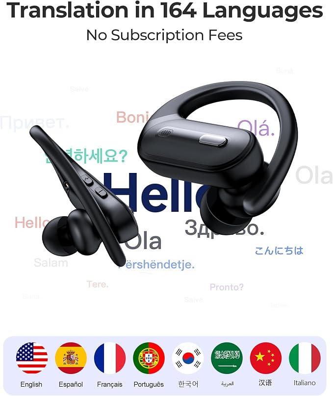 GNMN Active Noise Cancelling Wireless Earbuds Bluetooth Headphones 90 Hrs Playtime Ear Buds with Power Display Over-Ear Earphones with Earhooks IPX7 Waterproof Stereo Headset for (Black)