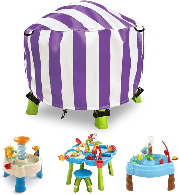 Water Table Cover Spiralin' Seas Waterpark Outdoor Sand Water Play Table Cover 34X34X18 inch-(Cover only)-Purple