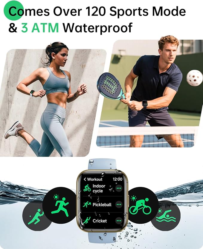 Smart Watch (Android & iPhones), 1.83" HD Alexa Built-in Smart Wacthes for Women Men With Heart Rate Monitor, Sleep/Step Tracker, 120+ Sport Modes Fitness Watch for Women, IP68 Waterproof Sport Watch