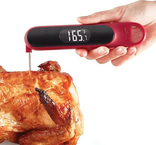Dash Precision Quick-Read Thermometer - Meat Temperature Probe with LCD Display for Fast, Accurate Cooking and Baking - Water Resistant and Easy to Clean - Red