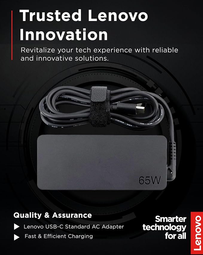 Lenovo USB-C 65W AC Adapter (UL) - 65 W - 5 V DC Output,(Pack of 12)