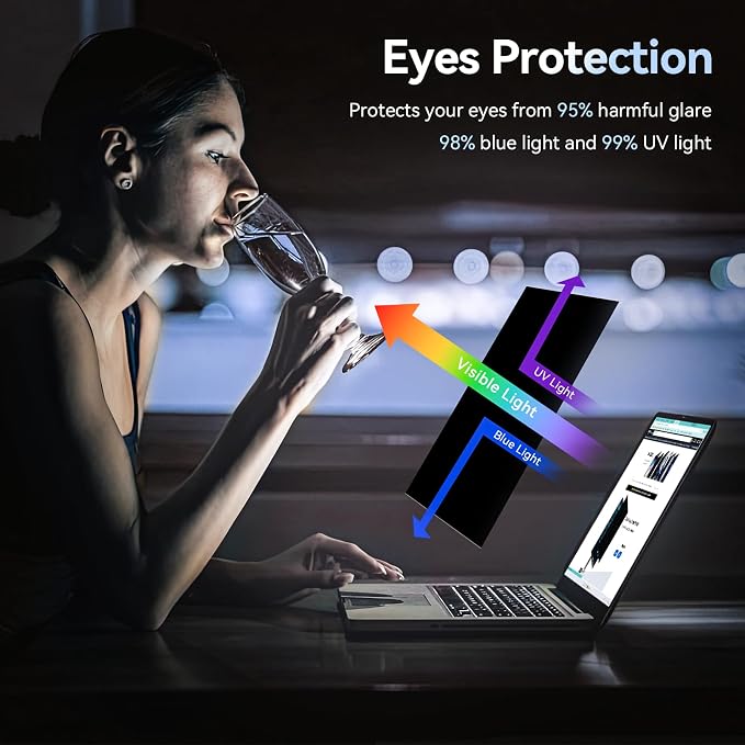 15.6 Inch Laptop Privacy Screen Compatible with HP/Dell/Acer/Samsung/Asus/Lenovo/Toshiba,16:10 Aspect Removable Anti Glare Blue Light Filter Protector, 15.6in Laptop Privacy Screen Shield