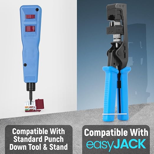 Everest 90° Angled RJ45 Cat6 Keystone Jacks 100-Pack in Red - Slim Profile Female RJ45 Connectors - Cat 6 Keystone Jack - Compatible with 90° Angled Speed Termination Tool - easyJACK (B094WB91H3)