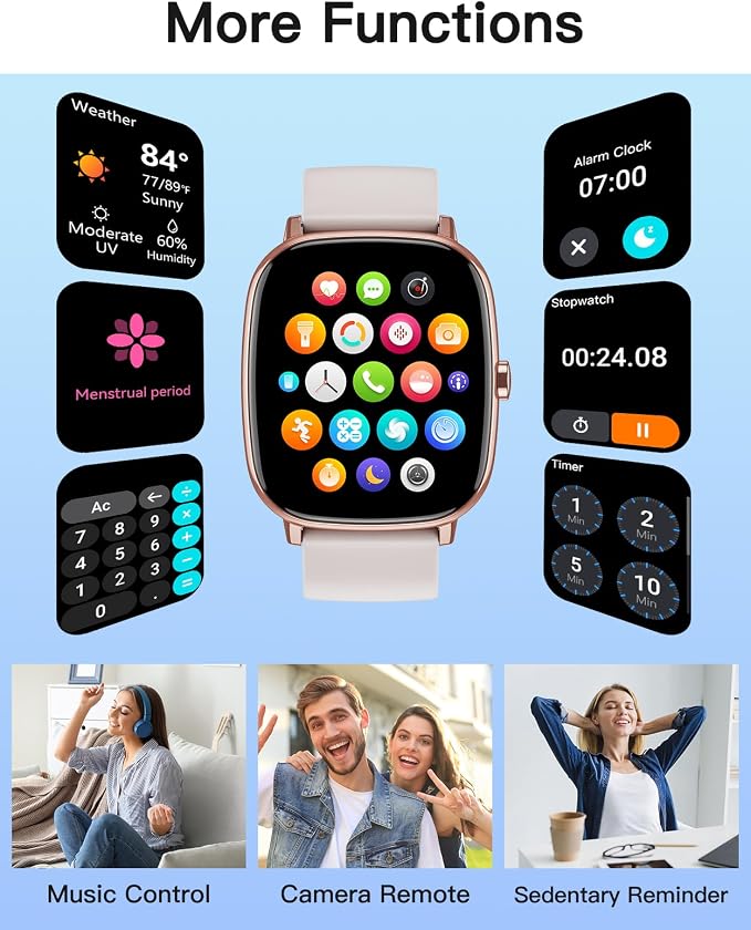 Smart Watches for Women Men with GPS Built-in, Answer/Make Calls, 1.95" Smartwatch for iPhone/Android Phones, Fitness Watch with Heart Rate/Sleep Monitor 100+ Sports Modes IP68 Waterproof (Starlight)