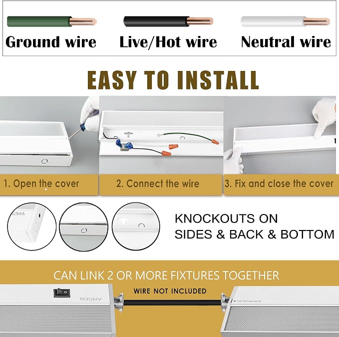 Ansen 4Packs of Under Cabinet Lighting Hardwired, 30IN 20W 1150LM, Dimmable Led Light for Kitchen/Bar/Closet, CRI>92, R9>90, 5 Color Temperature, 2700K-5000K(Warm White, Cool White, Daylight)