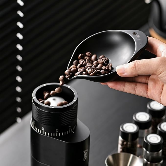 BINCOO Coffee Bean Scale Dosing Cup with LED Espresso&Coffee Scale with timer - Rechargeable，matcha scale Small Coffee Spray Bottle， Precision &Tea Scale & Perfect Coffee Lover Gift（Black）
