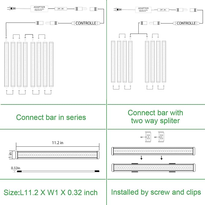 AIBOO LED Under Cabinet Lighting Kit, Plug in Strip Lights with Dimmer Switch for Kitchen Cabinet Counter, Closet, Bedroom Lighting（24w-8 Bars kit-2700K)