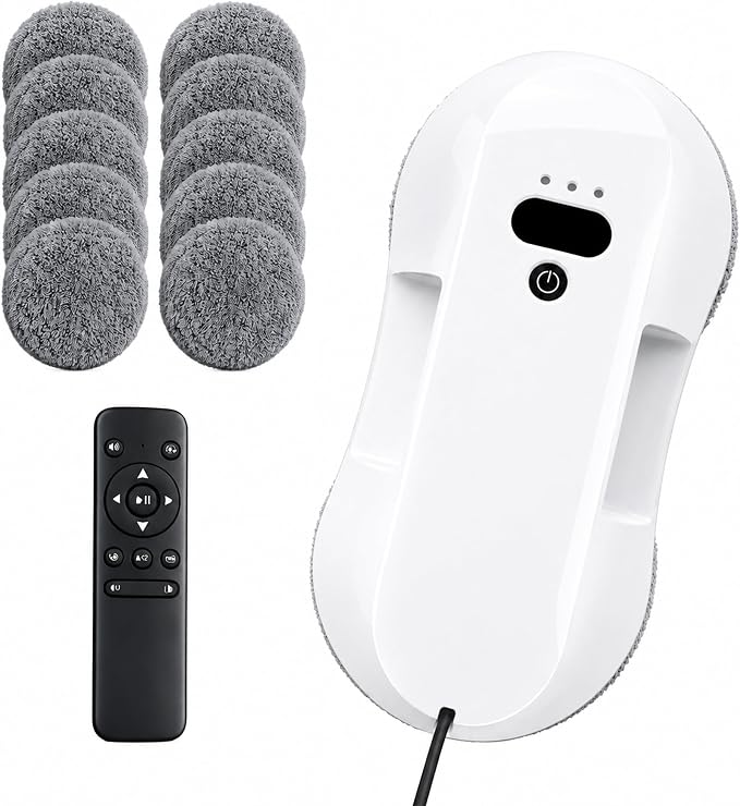 RINLAIN Window Cleaning Robot, 2026 Upgraded Robot Window Cleaner with 2700-3300Pa Variable Suction, Dual-Side Spray & Edge Detection for Glass Mirrors