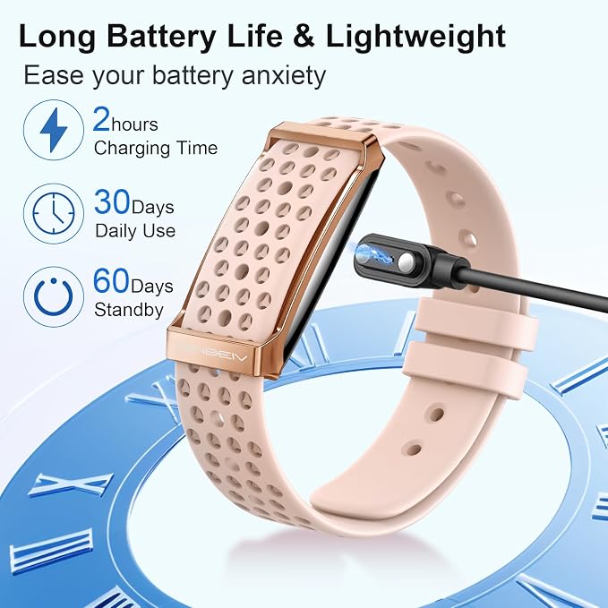 Fitness Smart Bracelet for Men Women, 24/7 Activity Health Tracker | Heart Rate, SpO2, Stress, Step & Calorie Tracker, 30 Days Battery, 170+ Sports Modes, IP68 Waterproof, Free APP, 2 Bands