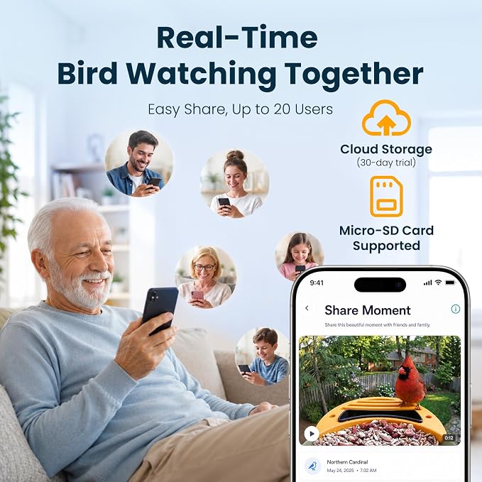 Smart Bird Feeder with Camera, 2.5K UHD Bird Feeder Camera Solar Powered, Sensitive AI Identification, Instant Alerts Capture Video, IP66 Waterproof Bird-Watching Feeder, Ideal Gift for Dad, Green