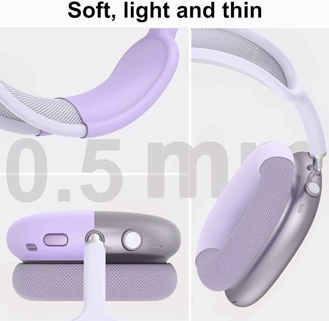 Silicone Case Cover for AirPods Max Headphones, Ear Pad Case Cover/Ear Cups Cover/Headband Cover for AirPods Max 2/1 (2026/2024/2020)(USB-C/Lightning), Accessories for Apple AirPod Max 2, Pastel Lilac