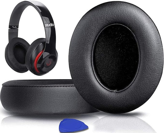 SoloWIT Replacement Ear Pads Cushions for Beats Studio 2 & Studio 3 Wired/Wireless Over-Ear Headphones, Earpads with Soft Protein Leather, Noise Isolation Memory Foam (Black)