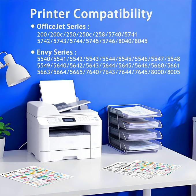 62XL High Yield Compatible Ink Cartridges Replacement for HP 62, Fit HP Envy 5540 5640 5660 7644 OfficeJet 5740 5741 8040 200 250 Series Printers, Combo 2-Pack (1 Black / 1 Tri-Color Non-OEM)