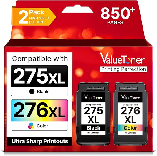 PG-275 XL/CL-276 XL for Canon Ink 275 and 276 275XL 276XL for Canon 275 and 276 Ink Cartridges Work with Pixma TR4720 TS3720 TS3522 TR4722 TS3722 TS3520 TS3700 TR4723 TS3500 TR4700, 2-Pack