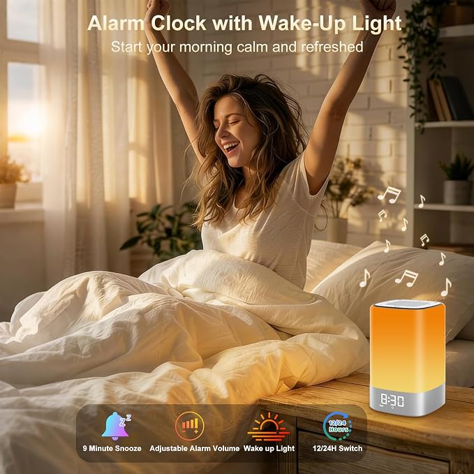 Sound Machine with 32 Soothing Sounds, Alarm Clock, White Noise Machine, Night Light, Bluetooth Speaker, App Control, Timer, Alarm Clock for Bedroom Kids, Birthday Gifts for Women Teen Girls Boys Mom