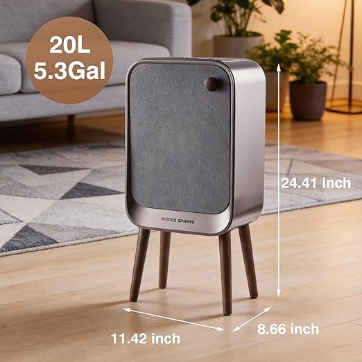 Motion Sensor Touchless Trash Can for Living Room Bedroom, 5.3 Gallon/20L Automatic Stainless Steel Slim Tall Garbage Can with Butterfly Lid&Legs, Eclipse Grey