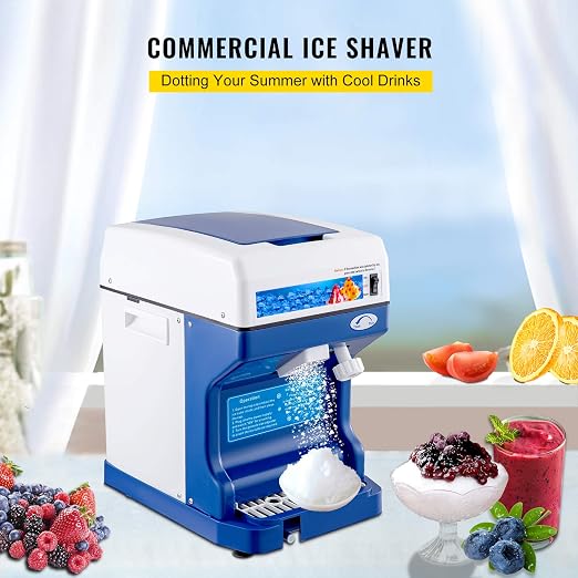 VEVOR 110V Electric Shaved Ice Machine 500W Snow Cone Maker Tabletop w/Adjustable Ice Texture, Ice Shaving Machine 265LBs/hr for Home and Commerical Use