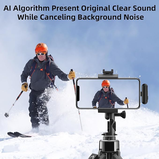 NPTCL Wireless Microphone for iPhone 17 16 15 - Ai Noise Cancelling Mini Microphone USB C for Android Phone, Lavalier Mic with 35H Charging Case for Video Recording Vlogging YouTube Tiktok