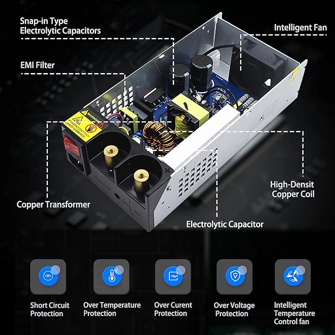 AC to DC 24V 42A 1000W Power Supply Universal Regulated Switching AC to DC Converter AC110V/220V SMPS Transformer Driver Adapter for DIY,LED Strip Light, CCTV Camera Security, RV (DC24V-42A-1000W)