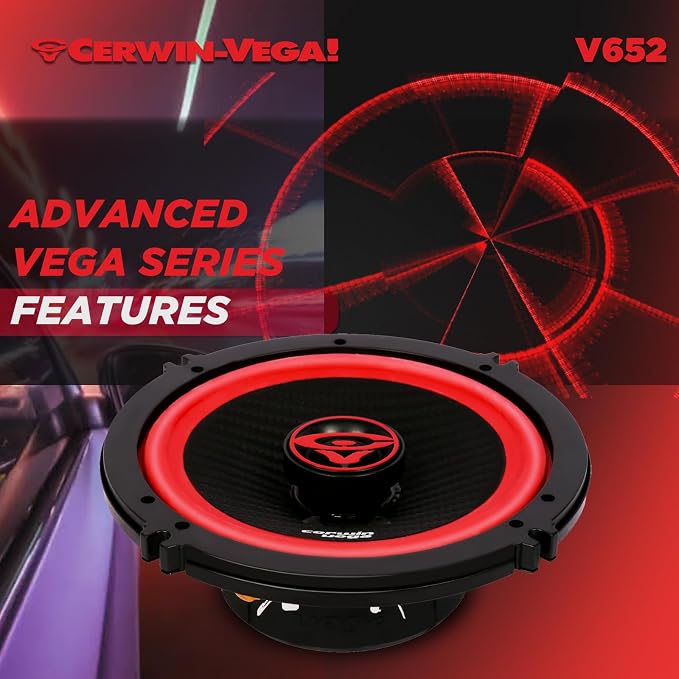 CERWIN-VEGA! V652 Vega 2-Way 6.5 Inch 360 Watts 2 Ohm Coaxial Full Range Speakers