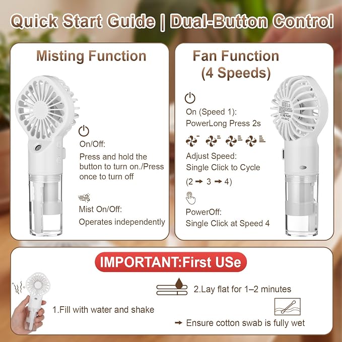 9 Pack Misting Fans Portable Rechargeable Handheld Spray Fans with 25ml Water Tank 4-speed Personal Cooling Fan, USB-c Mini Handheld Fan for Travel Outdoor Sport Office Home Summer Gifts