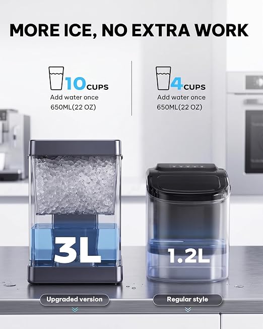 Silonn Countertop Nugget Ice Maker with App & Voice Control, Automatic Self-Cleaning Ice Machine, 3L Large Tank, 40 lbs/24H Chewable Soft Ice, Portable Pebble Ice Maker for Home, Kitchen & Party