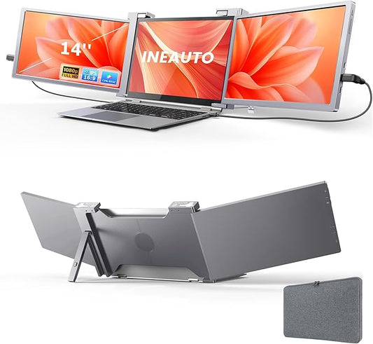 14” 1080P FHD Laptop Screen Extender, Portable Monitor for Laptop, Compatible 14"-17" with USB-C/HDMI Port, Plug and Play for Mac/Windows/Android, Ideal for Multiple Tasks