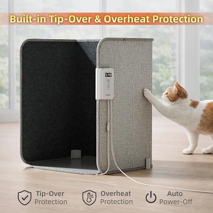 Under Desk Heater, Foot Warmer with Foot Heating Pad, Quiet 195W Under Desk Foot Warmer with Detachable Blanket for Office Home, Energy-Saving 5 Temperature Levels Timer Grey Cuboid UEMUSI
