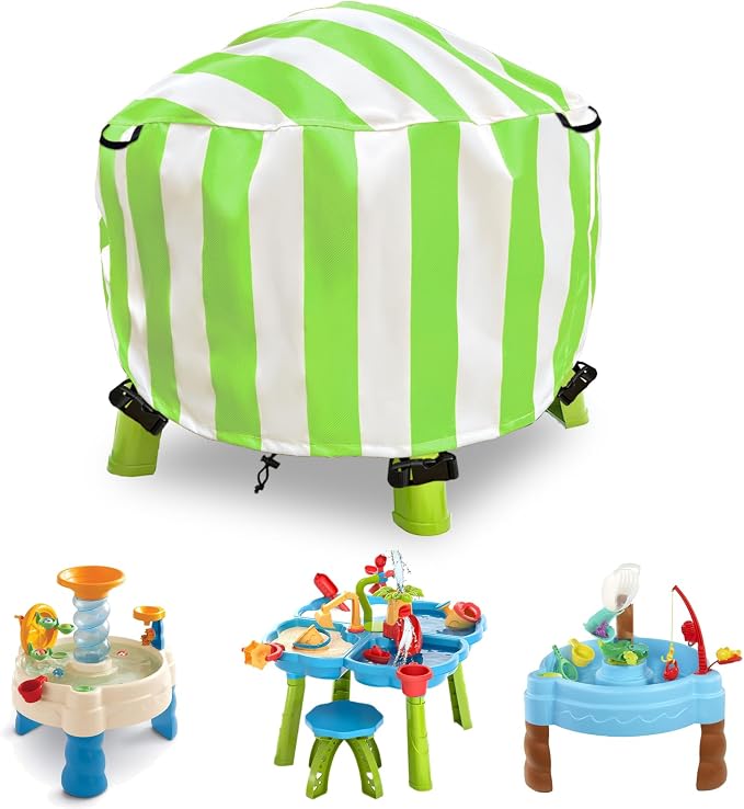 Water Table Cover Spiralin' Seas Waterpark Outdoor Sand Water Play Table Cover 34X34X18 inch-(Cover only)-Green