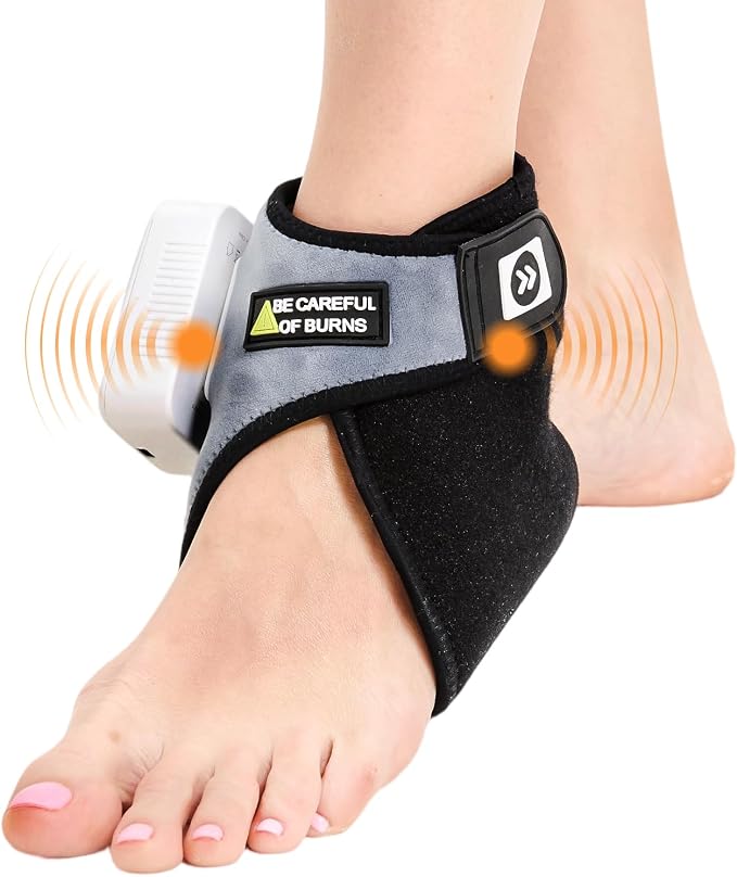 Cordless Ankle Heating Pad with 5000mAh Battery, 3-Level Vibration Massage & 104-140°F Heat Therapy, 30/45/60Mins Timer, Perfect for Arthritis Foot Heel Pain Relief, Includes Type-C Cable&Storage Bag