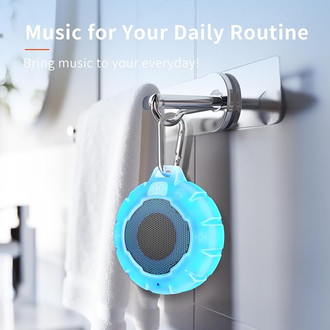 HEYSONG Waterproof Shower Bluetooth Speaker, Durable & Portable with Clear Sound, Ideal for Shower, Pool, Beach & Kayaking – Great Gift for All Ages