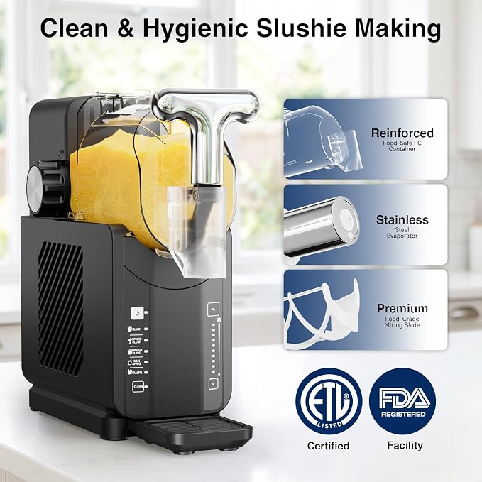 Slushie Machine, No Ice Needed, 85 oz Slushy Machine for Home, 5 Preset Programs & Auto-Clean Mode, Fast Chill Technolog, Frozen Drink Maker (Dark Grey)