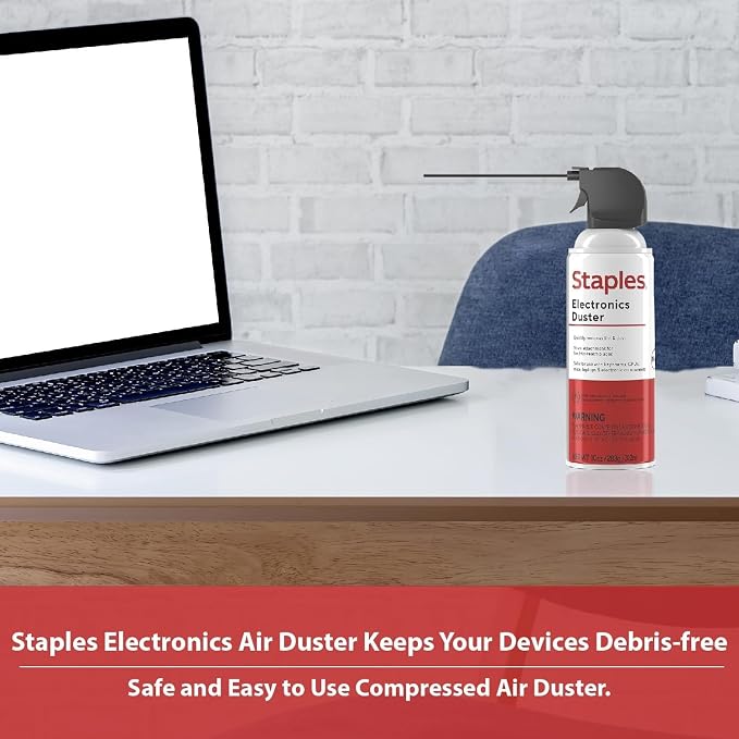 Staples Compressed Air Duster – 10 oz. Cans for Electronics, Keyboards & Office Devices, 4‑Pack