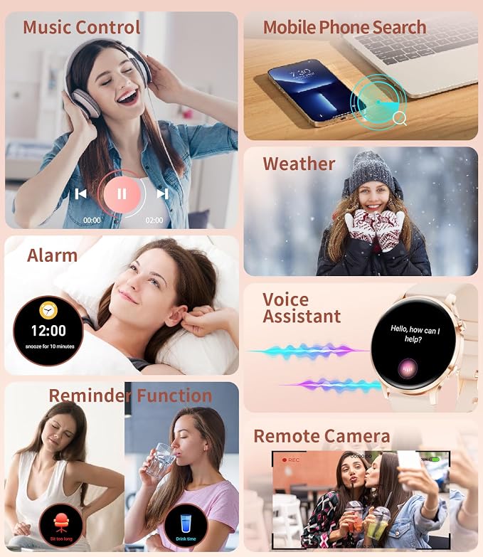 LIGE Smart Watch for Women,1.32" Amoled Display Smart Watch with Bluetooth Call Heart Rate,Sleep Clories Tracker,2 Straps,100+ Sports Modes,Women Smartwatch for Android iOS(FV23-D)