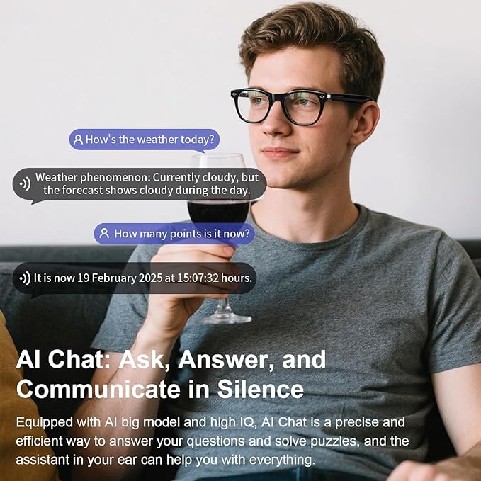 AI Smart Glasses Powered By GPT, Support 165+ Languages Real-Time Translation, Speakers & Audio Call Translator, AI Object Recognition, Noise Reduction, Smart Bluetooth Glasses for Men & Women(Black)