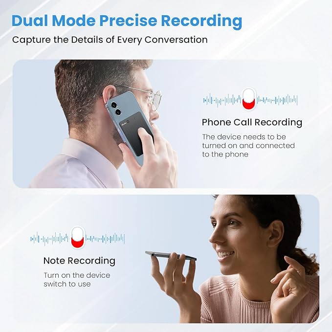 AI Voice Recorder, Transcribe & Summary Voice Recorder with Playback, Digital Voice Recorder Supporting Real-Time Translation in 59 Languages, Audio Recorder for Lectures, Meetings, 64GB Memory