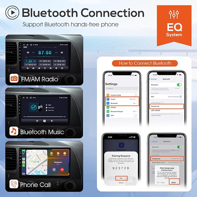 Haudio 10.1" Double Din Car Stereo, Touchscreen Car Radio with Wireless Apple CarPlay & Android Auto, Bluetooth 4.1, HD Backup Camera, Mirror Link, GPS Navigation, WiFi, Voice Control, 2+64GB, FM/AM