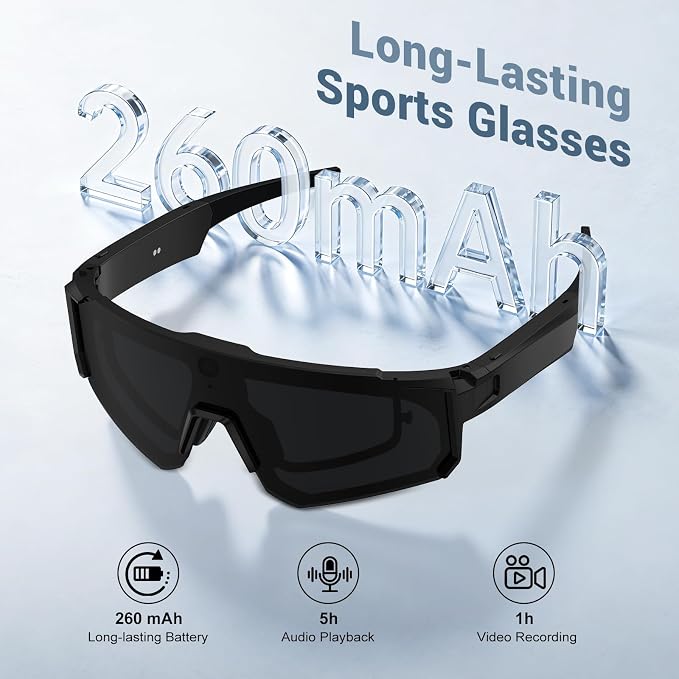 Smart Glasses with Camera and Bluetooth, POV Glasses with Photochromic Lens, 32MP Anti-Shake Camera, EIS Stabilization, IP64 Waterproof Sports Sunglasses for Cycling Running Hiking Baseball