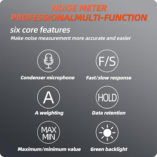 Decibel Meter, XIAOCETOOL®, Noise Decibel Reader, Sound Level Meter – Range 30-130dB, Max/Min, A-Weighted, with Backlit LCD Screen, Data Hold, Fast/Slow, for Home, Outdoor & Noisy Neighbors
