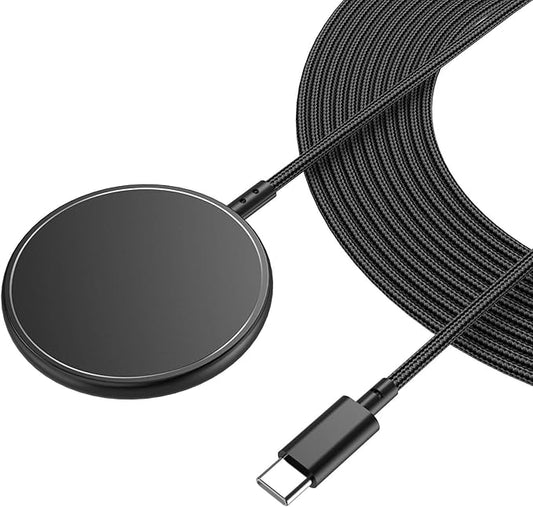 ZEROLEMON Magnetic Wireless Charger 10ft, MagSafe Compatible, Fast Wireless Charging Pad with Extra Long Braided Cable, Mag-Safe Charger for iPhone 16 Pro Max, 16/15/14/13/12 Series/AirPods - Black